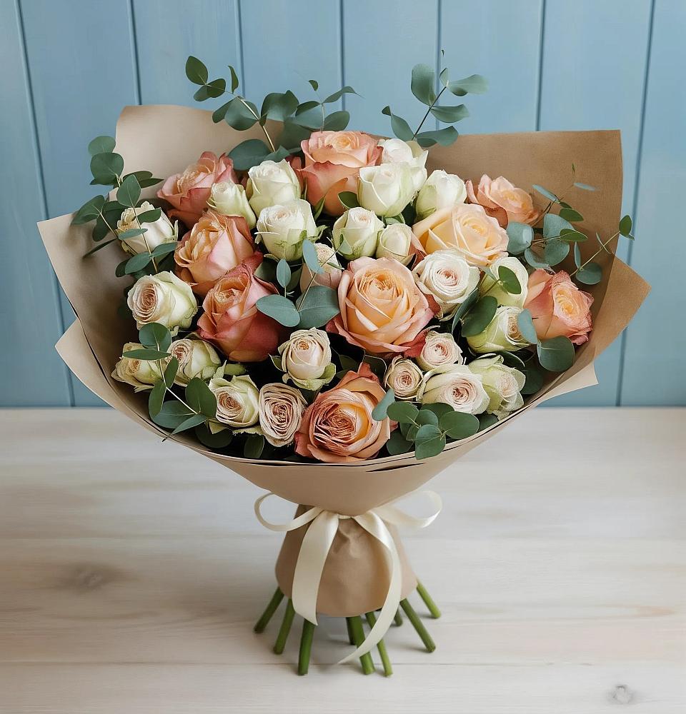 Букет цветов из: Альстромерии и Розы в Верхоянске