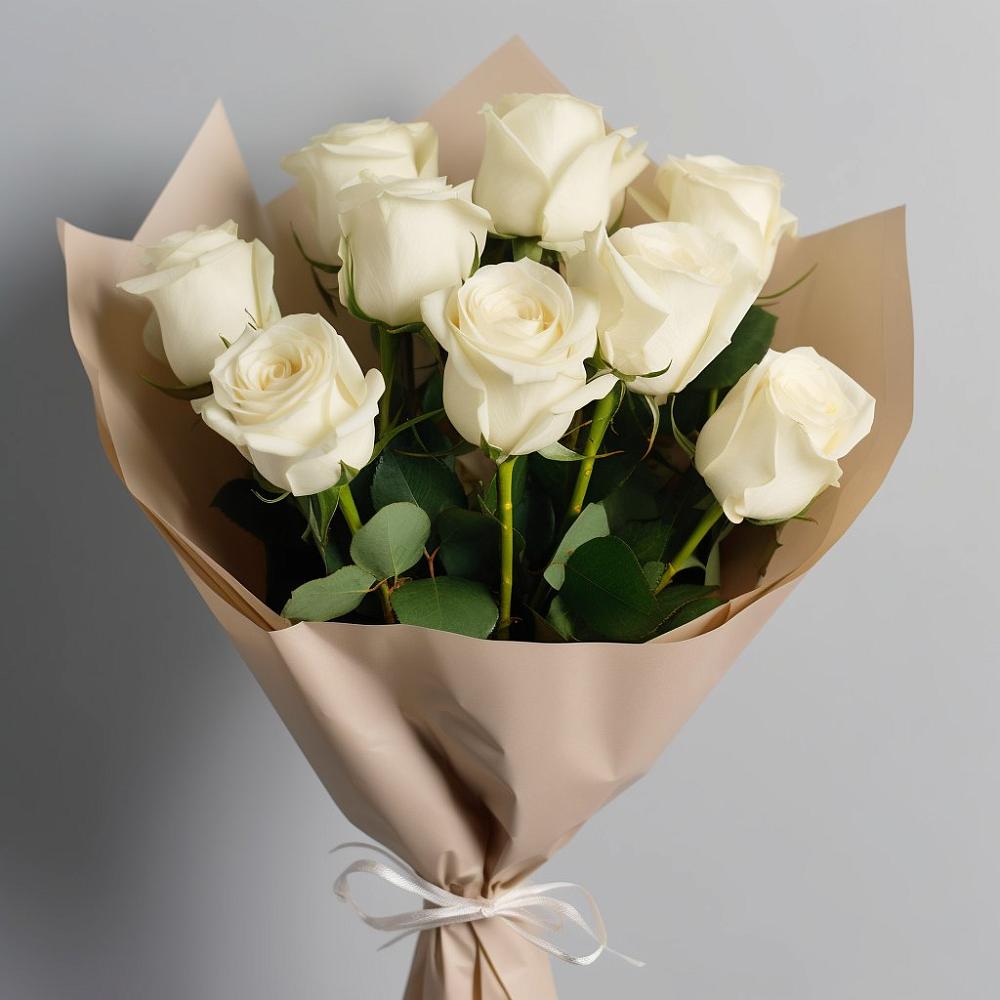 Букет 9 Белых роз Эдлесс Лав в Верхоянске