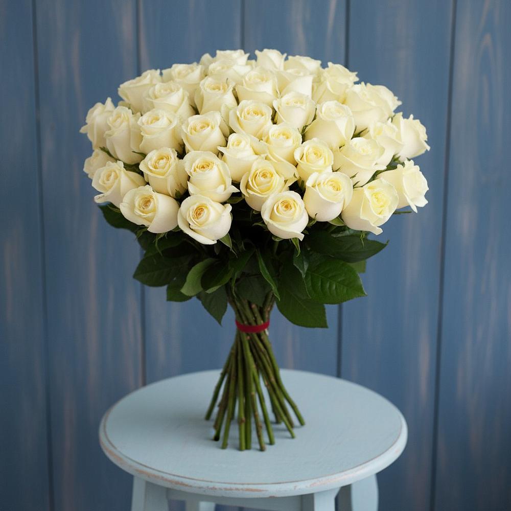 Букет 51 Белая роза Эдлесс Лав в Верхоянске