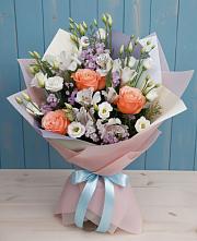 Букет цветов из:  Лизиантусы, Розы, Альстромерии и Гипсофила #REPLACE_PRED# Верхоянске