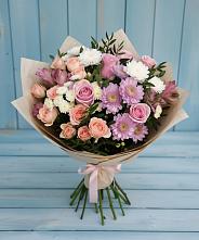 Букет цветов из:  Хризантемы, Розы и Альстромерии в Верхоянске