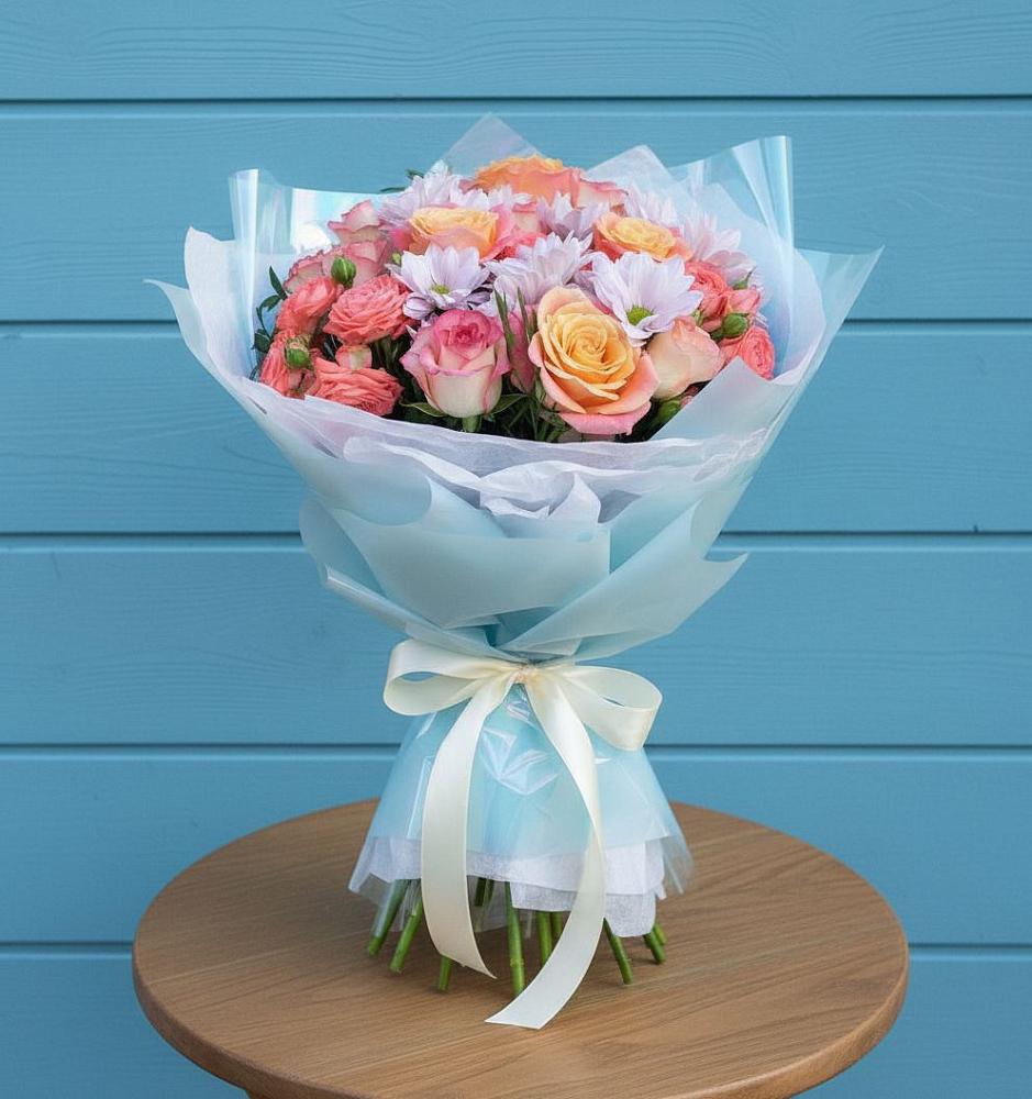 Букет цветов из: Хризантемы и Розы в Верхоянске