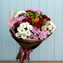 Букет цветов из:  Розы, Хризантемы и Альстромерии в Верхоянске