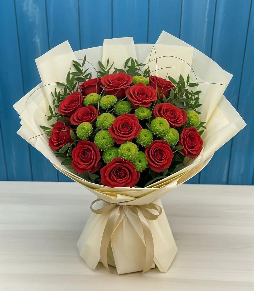 Букет цветов из: Розы и Хризантемы в Верхоянске